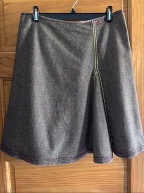 Miss Sixty Brown A-Line Skirt with Contrast Stitching